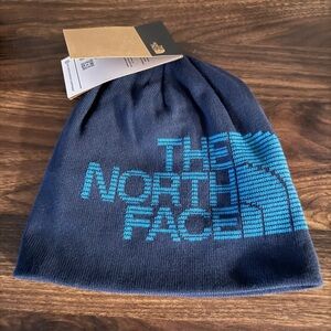 The North Face reversible blue beanie